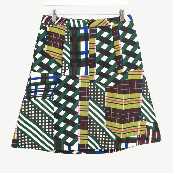 Marni PF/15 Green & Brown Patchwork-Plaid A-Line Mini Skirt - Picture 2 of 10